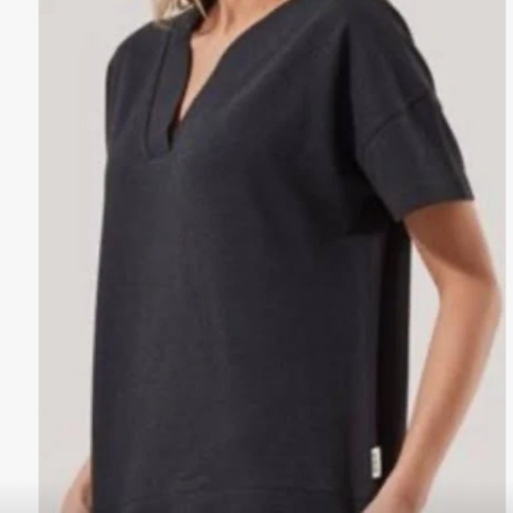 Varsity V Neck Top Short Sleeve; Coral, Light Olive